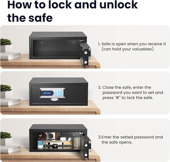 28 lb Hotel Dorm Safe Box, 17" Laptop Safe with Audit Trail | Audit Trail, Hotel Mode, Admin Password, Silent Keypad, Backlit LED, Fits Laptop & Documents, 1.36 cu. ft. Commercial Safe - Image 7
