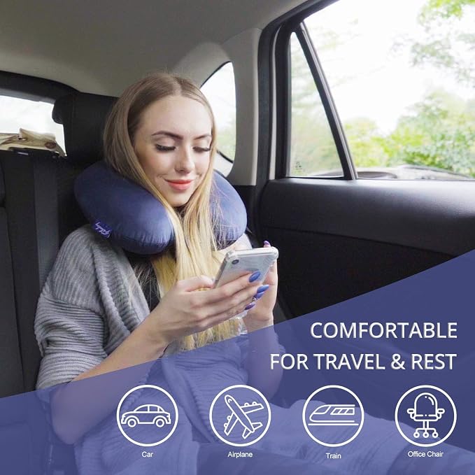 Travel Pillow Memory Foam - Head Neck Support Airplane Pillow for Traveling, Car, Home, Office, Travel Neck Flight Pillow with Attachable Snap Strap Soft Washable Cover - Image 3
