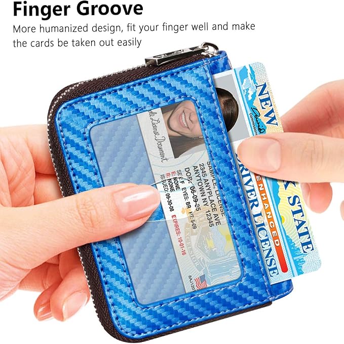 FurArt Zipper Wallet Women RFID Credit Card Holder keychain Wallet | ID Window RFID Blocking Compact Small business 15/16 slots - Image 2