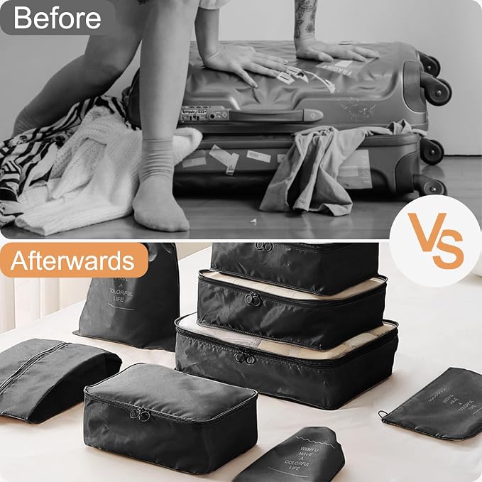 Packing Cubes for Travel- 8 Set Luggage Organizer Bags for Family, Mesh Breathable Travel Packing Cubes for Suitcases Durable Travel Essentials Bags Set (Black, 10 Set) - Image 8
