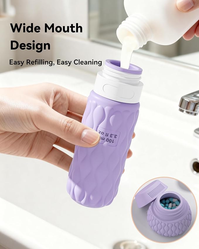 Travel Bottles for Toiletries Silicone Travel Size Containers 3.4oz 1.7oz | Travel Essentials TSA Approved Leakproof Refillable Squeeze Bottles with Labels/Clear Bag for Shampoo, Conditioner, Creams - Image 5
