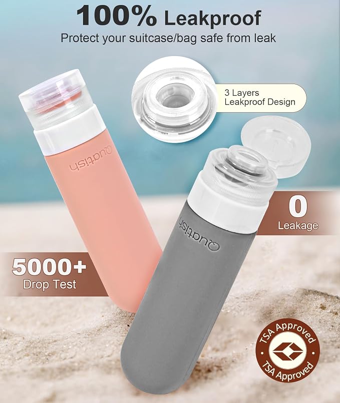 20 Pack Travel Bottles for Toiletries, Original Patented, TSA Approved Travel Size Containers, Leak Proof Silicone Shampoo and Conditioner Bottles Women & Men, Airplane Cruise Essentials, DustyPink - Image 3