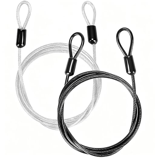 2 Pack Outdoor & Travel Security Cable with Loops, 3.3 ft x 1/8 in (1m x 3mm) Braided Safety Wire, Flexible Steel Safety Cable with Double Loops for Luggage, Outdoor Gear and Gates by Unknown