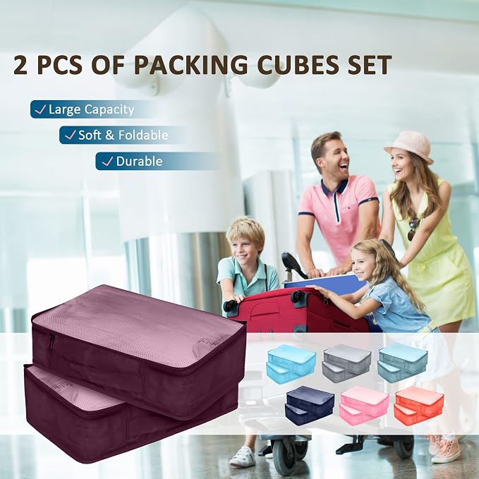 Packing Cubes Set, 2 Pcs Packing Organizers Set for Suitcases (Burgundy) - Image 7