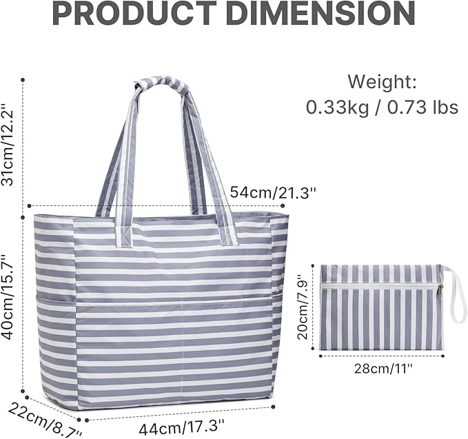G4Free Large Beach Bag Waterproof Sandproof, Zipper Pool Tote for Women | XL Large Capacity, with Wet Compartment, Foldable Packable with A Pouch, for Swim Travel Grocery - Image 3