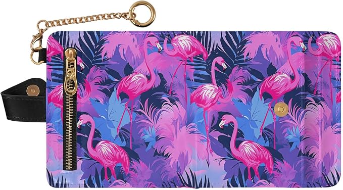 Pink Flamingo Women's Wallets RFID Blocking,Credit Card Holder Bifold Wallet,Slim Card Cases,PU Leather Travel Wallet for men Girls - Image 2