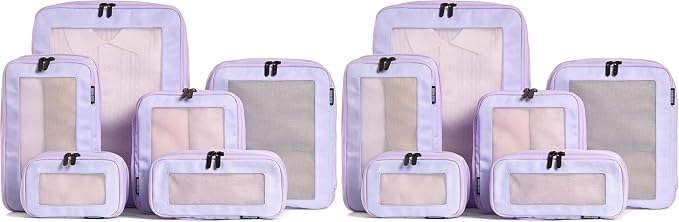 Compression Packing Cubes for Travel - Luggage Organizer Bags - Double Zipper Packing Cubes for Suitcases (12-Pack, Purple) by Aerotrunk