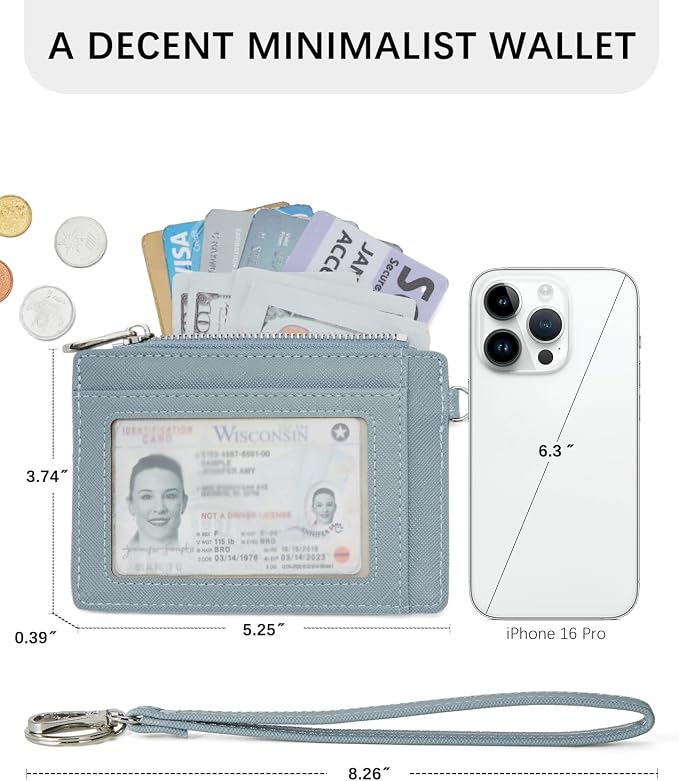 BOSTANTEN Small Wallet For Women RFID Leather Credit Card Holder Slim Wristlet Keychain Wallet With Zipper Pocket | Slim, Wristlet, Zipper Coin Pocket, Pocket-Friendly, Vegan Leather, Minimalist, Gifts, Blue - Image 6