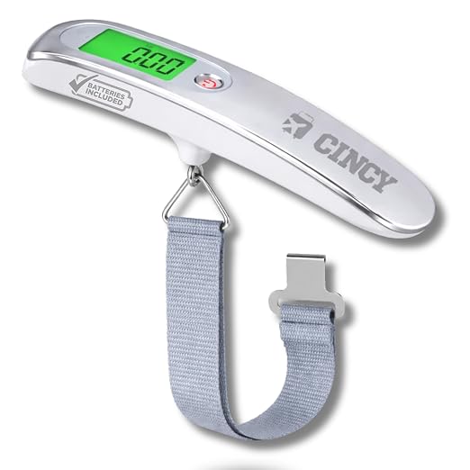 CINCY Digital Luggage Scale 110lb/50kg – High-Accuracy Travel Luggage Weight Scale with Backlit LCD, Auto-Lock, 4 Units & Durable Strap – Portable Suitcase Scale for Travel & Baggage Fee Prevention by Home