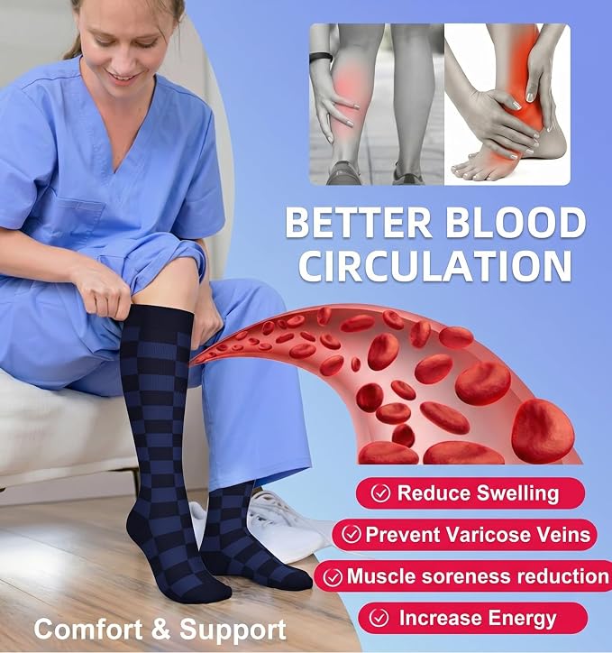 Compression Socks for Women & Men Circulation (4 Pairs) 15-20 mmHg is Best Support for Nurses Running Hiking Travel - Image 4