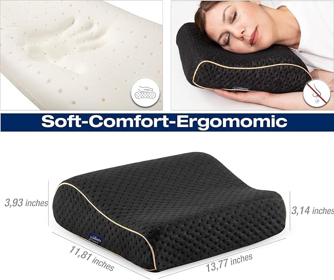 alkamto Travel & Camping Comfortable Memory Foam Pillow – Easy to Carry Portable Bag – Temperature Regulating Pillow Case (Black Contour) - Image 2