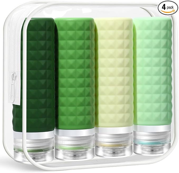 Travel Bottles for Toiletries, TSA Approved Travel Size Containers, Leak Proof Silicone Shampoo Bottles, Small Toiletry Containers with Clear Bag for Shampoo Conditioner Lotion by FIRSTFOOBY