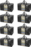BALEINE 8-Pack Oversized Moving Bags with Reinforced Handles, Heavy-Duty Storage Tote Moving Supplies for Packaging, Camping (Black w/Window, 8-Pack) by BALEINE