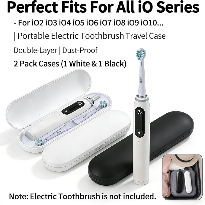 2 Pack Plastic Electric Toothbrush Travel Case for Braun Oral B iO | Toothbrush Carrying Case Holder Container Perfect Fit for All Braun Oral B iO (iO2/ iO3/ iO4/ iO5/ iO6/ iO7/ iO8/ iO9/ iO10) - Image 2