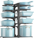 MUDEELA 10-Tier Pots and Pans Organizer Rack, 23.62" H for Cast-iron Pans | Adjustable heavy-duty pot rack, Holds big stockpots, cookware & skillets, Fits under cabinet on countertops, Kitchen storage by MUDEELA