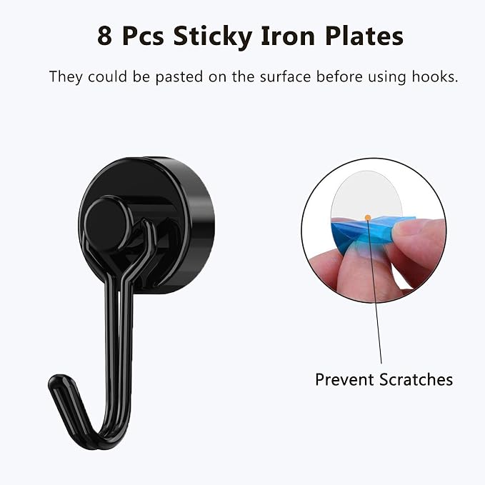 Tohoer Magnetic Hooks, Neodymium Magnets Hook Heavy Duty 30LBS with Rust Proof for Fridge, Refrigerator, Oven, Grill, BBQ, Key, Tools Holder, Utensil, Kitchen, Outdoor, Magnet for Hanging Wreaths - Image 4