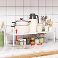 Expandable Cabinet Shelf Organizer Rack, Stackable Kitchen Counter Storage Shelves Stand, Adjustable Height Pantry Shelf Spice Rack(White-1 Pack, 8.7" D x 15.4-26.8" W x 9.8" H) by Unknown