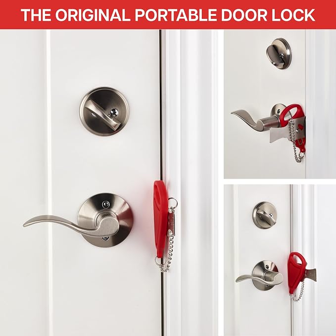 The Original Portable Door Lock for Travel & Home Security, Durable 1-Piece Door Latch Lock for Houses, Apartments, Hotels, Motels, Dorms & AirBnBs - Lock the Door & Stay at Home or Away - Image 5