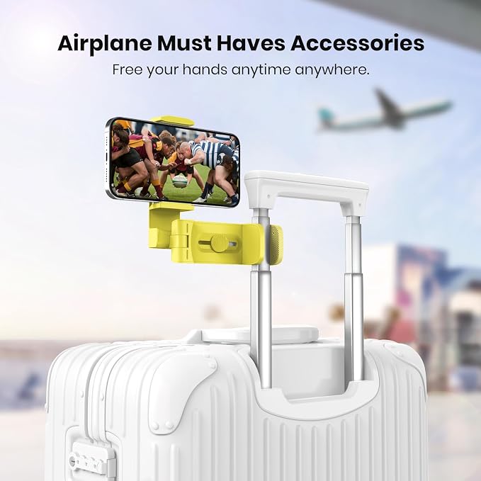 Klearlook 4 in 1 Adjustable Phone Stand - 360 Rotation Handsfree Viewing, Foldable Travel Essentials, Accessory for Flight/Home/Office - Yellow - Image 2