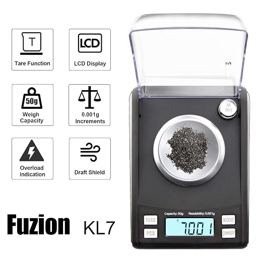 Fuzion Milligram Scale 50g/0.001g, Powder Scale with 6 Accessories | Includes Calibration Weights, Mg Scale for Powder, Supplement, Jewelry, Capsule Filling, Reloading - Image 2