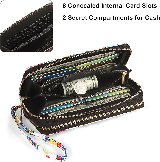 Cellphone Wallet for Women with Wrist Strap, RFID Blocking Credit Card Holder Large Size Clutch Purse, Owl - Image 4