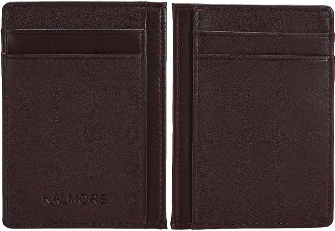 KALMORE womens Credit Holder Genuine Leather Slim Minimalist Card Case Wallet, Black With Id Window - Image 6