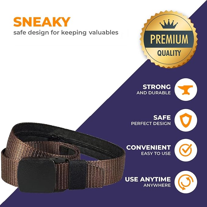 Security Money Belt with Hidden Money Pocket - Nylon Tactical Belt for Men & Women with Nonmetallic Buckle - Security Money Belt for Valuables, Cash, Passport - Cashsafe Anti-Theft Wallet - Image 2