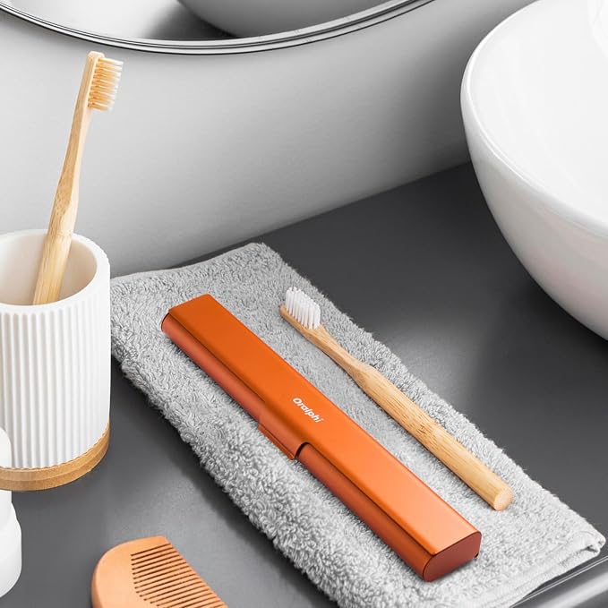 Aluminum Toothbrush Travel Case, Portable Travel Toothbrush Holder, Durable Manual Toothbrush Box Container for Traveling, Bathroom, Camping, Business Trip-Pumpkin Orange - Image 7