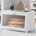 Kitsure Wooden Bread Box for Kitchen Countertop, 1-Tier, White | Large Capacity Kitchen Countertop Organizer, Stylish Bread Storage with Window, Multi-functional Container by Kitsure
