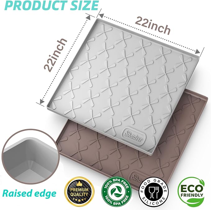 Waterproof Under Sink Mat 22" x 22" Silicone Mat Cabinet Protector | Heavy Duty Kitchen Cabinet Liner, Easy Press Drain, Home Essentials for Pet Feeding, Boots, Bathroom, Organizers & Storage - Image 3