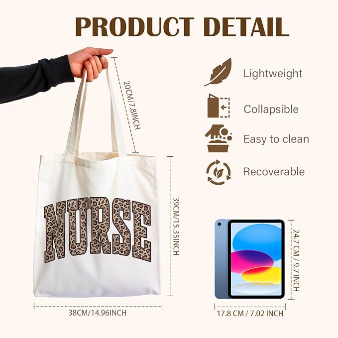 Nurse Canvas Tote Bag, Nurse Appreciation Gifts, Nursing School Gift Reusable Shopping Grocery Bags - Image 4