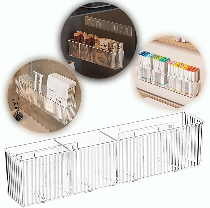 2Pack Wall Mount Pen Holder,Marker Stationery Organizer,Makeup Storage | No Drill,Heavey Duty Adhensive Tape, Clear Wall Storage for Office, Medicine Cabinet Door Organizer Storage, Floating Shelves - Image 9