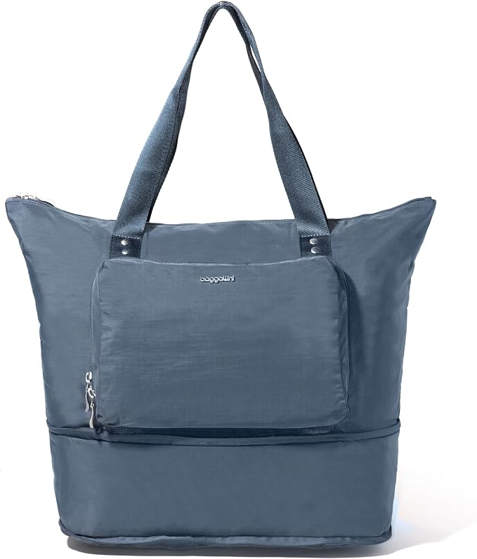Baggallini Carryall Expandable Lightweight Travel Tote 22" Packable Folding Compact Nylon Washable Weekender w/Luggage Sleeve - Image 10
