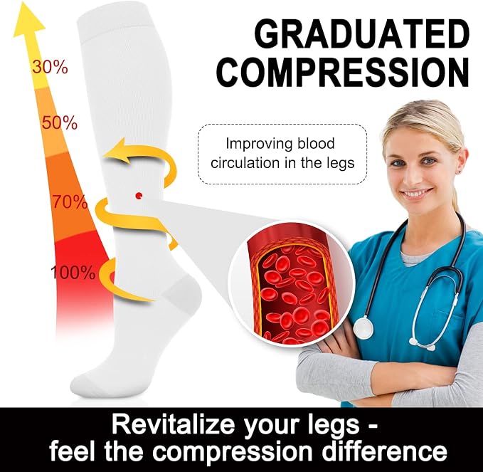 Aoliks Compression Socks for Women and Men 4 Pairs, Mild Support | Long Knee High Stockings for Nurses Running Travel Flying Pregnancy Athletic 15-20 mmHg - Image 6