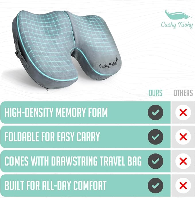 Premium Foldable Travel Seat Cushion - for Relief of Lower Back, Sciatic, Butt and Tailbone Pain - for Home & Office Use, Perfect for Travel or Driving - Coccyx Seat Cushion - Image 3