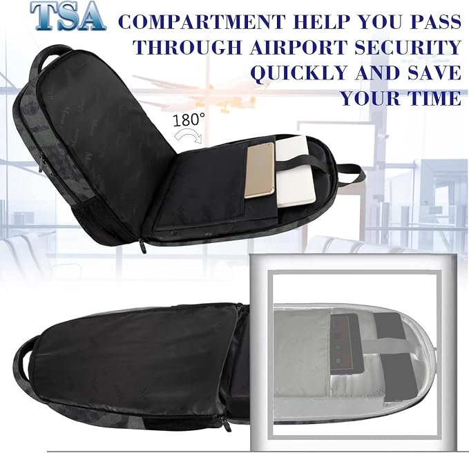 MATEIN Grey 17.3 Inch Laptop Backpack, Extra Large TSA Friendly Travel Bag | Carry On Flight Approved, Anti Theft Personal Item, Business Work College Bookbag, Sturdy Water Resistant, Gift for Men Women - Image 2