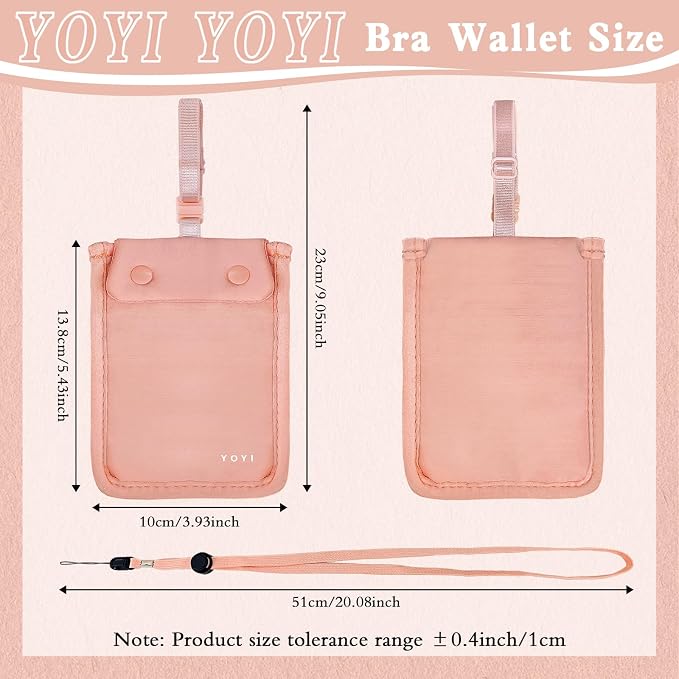 YOYI YOYI RFID Blocking Bra Wallet Neck Strap Hidden Pocket Cash Card | Skin-friendly fabric so thin it disappears inside your bra, RFID blocking keeps cards and cash secure from theft on the go - Image 2