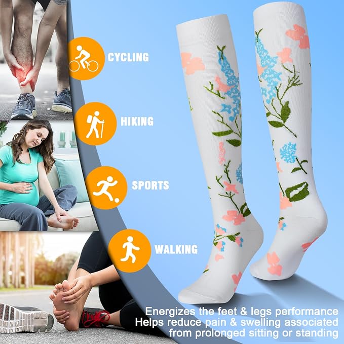 cerpite Compression Socks for Women & Men 6 Pairs Knee High Compression Socks 20-30 mmhg Best for Running,Nurse,Travel - Image 5