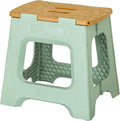 Vigar Compact Folding Step Stool, 12-1/2 in, Green Bamboo Print | 12-1/2 in Foldable Stool, Lightweight Portable Design, Handle, Non Slip Surface, Space-Saving, Supports up to 330 lb by VIGAR