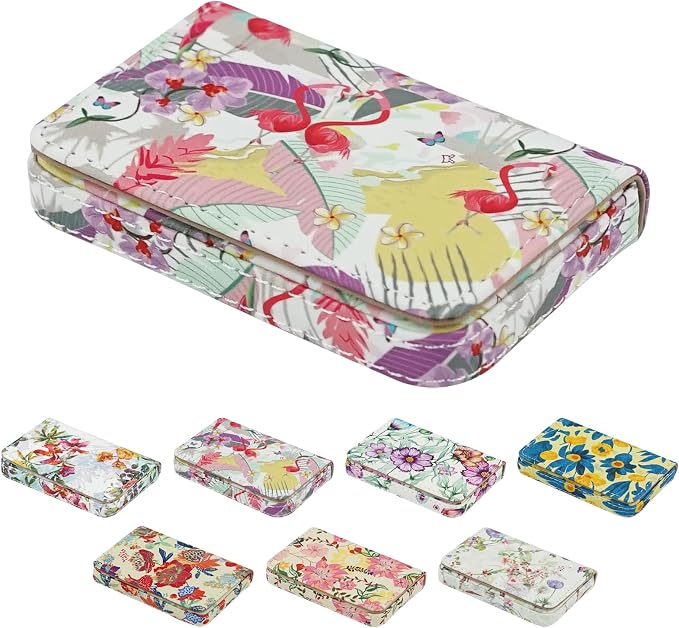 Business Card Holder，PU Leather Business Card Case Color Printing Pattern Card Holder Wallet，Pockets Magnetic Credit Card Holders for Men and Women - Rose Flowers by AI-DEE