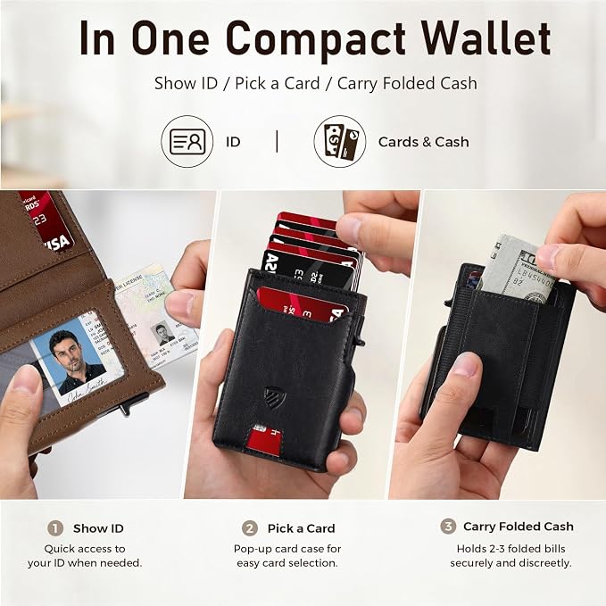 RUNBOX Wallet for Men 9-13 Cards RFID Blocking Slim Pop-Up Card Holder | Minimalist Aluminum Smart Wallet with ID Window, Compact Credit Card Holder, Stretchable Cash Slot, Birthday Gift for Men - Image 6