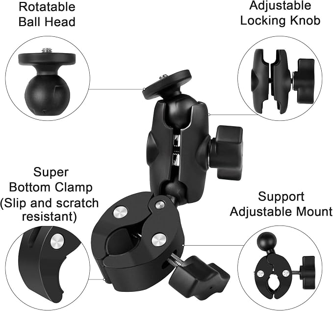 Super Camera Clamp Mount Double Socket Arm | 1/4"-20 Ball Head Adapter for GoPro AKASO DJI Action Insta360 or DSLR Digital Camera Monitor/LED Lights/ - Image 4