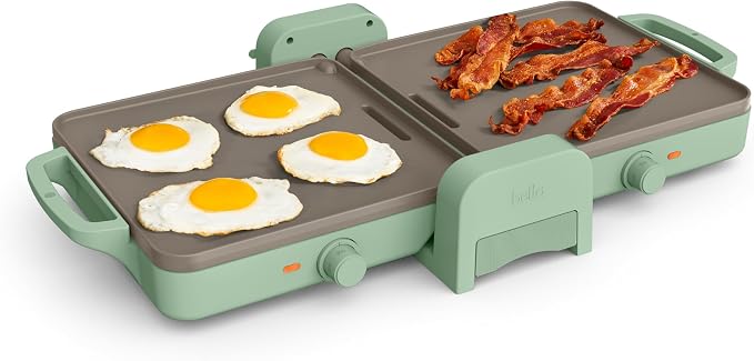 bella 10"x20" Fold and Store Griddle, Non-Toxic, Ceramic Coating, Seaglass by bella