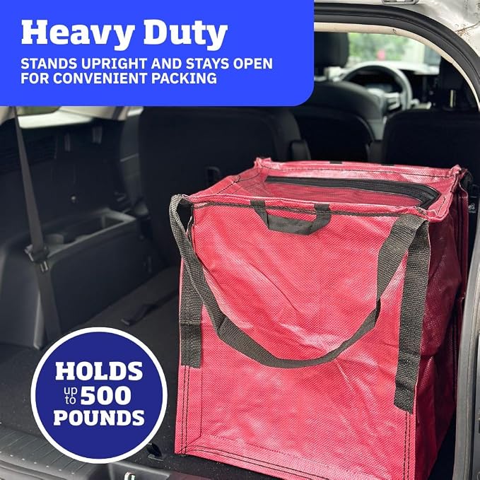 DURASACK 22-Gallon Zipper Top Heavy Duty Storage Tote Bags, Single, Red | Rugged Woven Polypropylene Moving Bag, Reusable Self-Standing Design, Holds up to 500 Pounds - Image 3
