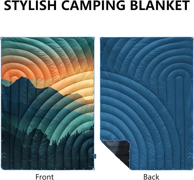 Puffy Camping Blanket,Large Camp Blanket Outdoor Camping Quilt Waterproof | Lightweight Printed Warm Packable Down Alternative Blanket for Camping,Traveling, Stadium, Hiking, Picnics - Image 4