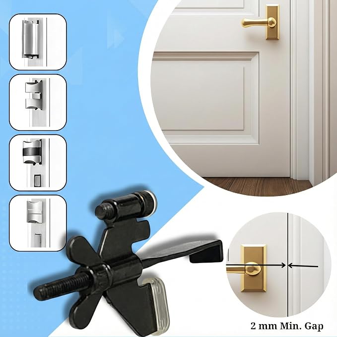 Original Trustella Heavy-Duty Portable Door Lock with Stainless Steel Build. Perfect for Home, Travel, Hotels, and Apartments for Inward-Opening Doors with a 2 mm Gap. (Silver/Black) - Image 7