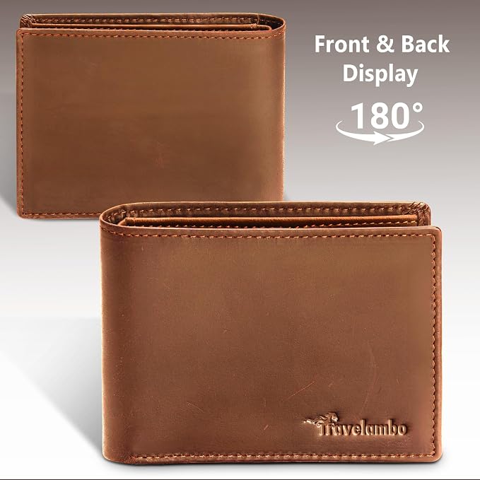 Travelambo Leather Wallet for Men, Slim Minimalist RFID Credit Card Holder | Mens Thin Bifold Pocket Wallet, Gift for Father, Tan - Image 6