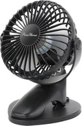 Portable Clip Fan Battery Operated,3 Speeds USB Rechargeable Mini Table Fan with Strong Airflow,360°Rotation Ultra Quiet Personal Desk Fan for Home Office Bedroom Dorm Stroller Camping(Black) by PureHome