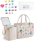 BAGSMART Beach Bag for Women, Water-resistant Rubber Tote Bag, Sandproof Vacation Essentials for Summer Swim Cruise Pool by BAGSMART
