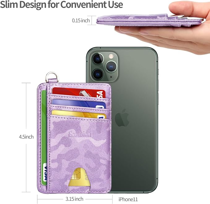 Slim Minimalist Front Pocket Wallet, RFID Blocking Credit Card Holder Wallet with Detachable D-Shackle for Men Women - Image 7